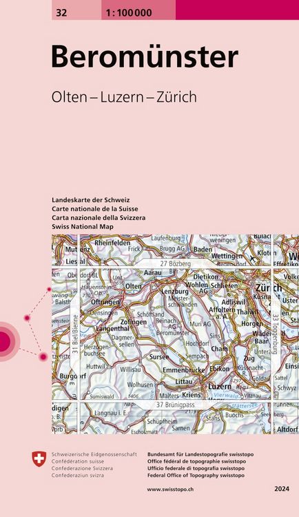 Produktbild: Swisstopo 1 : 100 000 Berom&uuml;nster