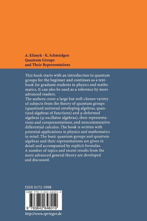 Produktbild: Quantum Groups and Their Representations