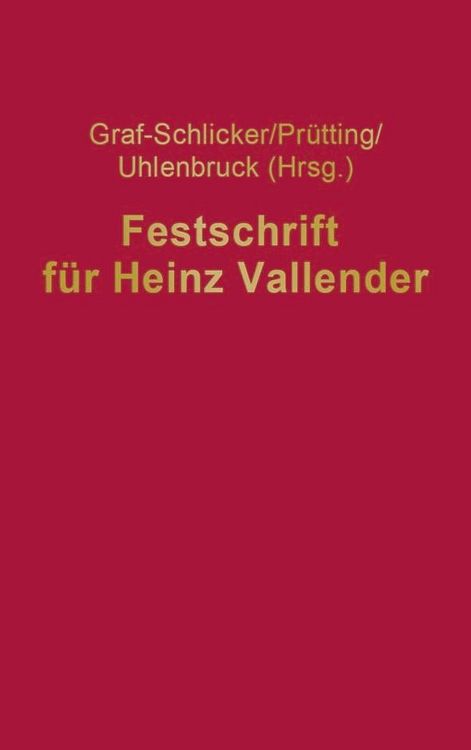 Produktbild: Festschrift f&uuml;r Heinz Vallender
