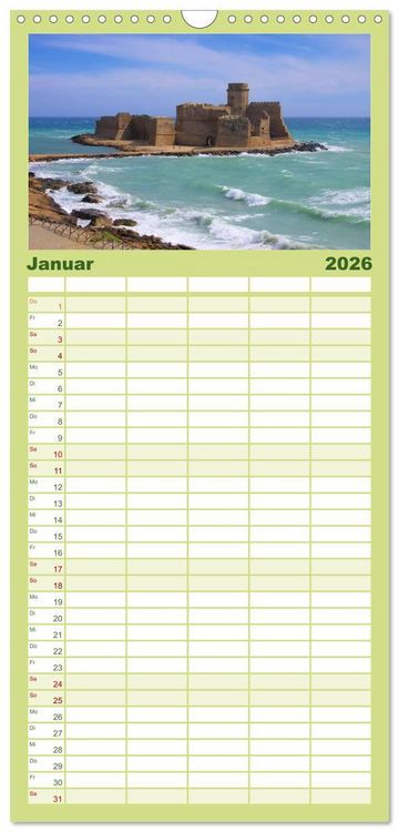 Produktbild: Familienplaner 2026 - Kalabrien mit 5 Spalten (Wandkalender, 21 x 45 cm) CALVENDO