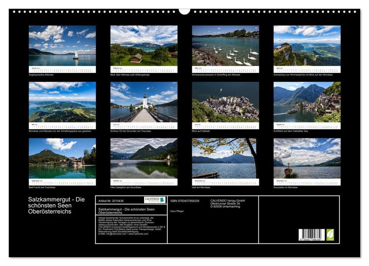 Produktbild: Salzkammergut - Die sch&ouml;nsten Seen Ober&ouml;sterreichs (Wandkalender 2026 DIN A2 quer), CALVENDO Monatskalender