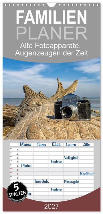 Produktbild: Familienplaner 2027 - Alte Fotoapparate, Augenzeugen der Zeit mit 5 Spalten (Wandkalender, 21 x 45 cm) CALVENDO