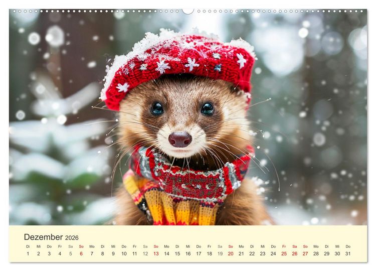 Produktbild: Kecke Marder. Charmante und niedliche Fashion-Ikonen (hochwertiger Premium Wandkalender 2026 DIN A2 quer), Kunstdruck in Hochglanz