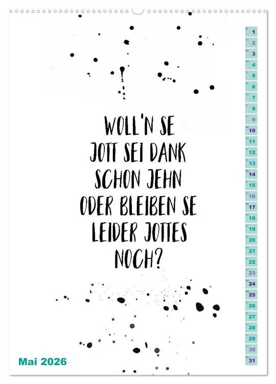 Produktbild: BERLINERISCH Lustige Spr&uuml;che (Wandkalender 2026 DIN A2 hoch), CALVENDO Monatskalender