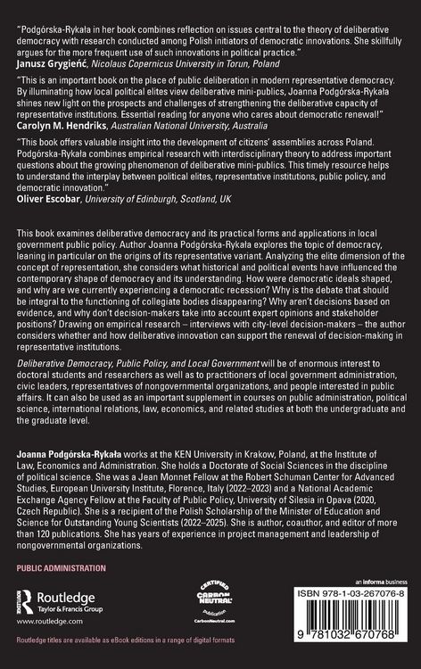 Produktbild: Deliberative Democracy, Public Policy, and Local Government