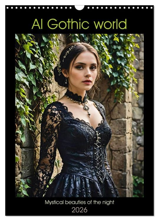 Produktbild: AI Gothic world - Mystical beauties of the night (Wall Calendar 2026 DIN A3 portrait), CALVENDO 12 Month Wall Calendar