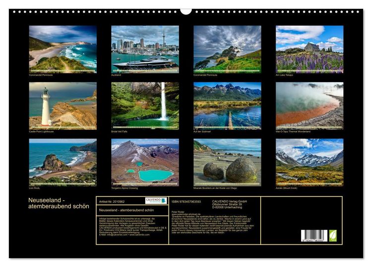 Produktbild: Neuseeland - atemberaubend sch&ouml;n (Wandkalender 2026 DIN A2 quer), CALVENDO Monatskalender