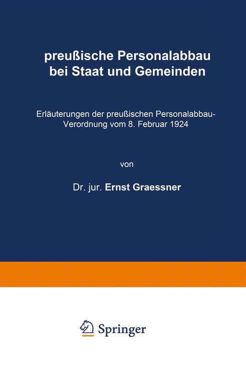 Produktbild: Preu&szlig;ische Personalabbau bei Staat und Gemeinden