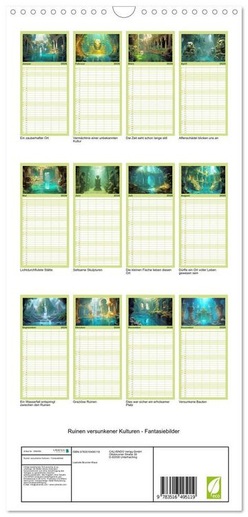 Produktbild: Familienplaner 2026 - Ruinen versunkener Kulturen - Fantasiebilder mit 5 Spalten (Wandkalender, 21 x 45 cm) CALVENDO