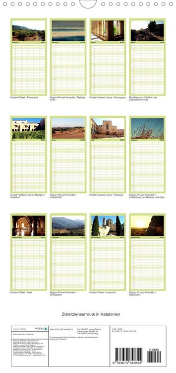 Produktbild: Familienplaner Zisterzienserroute in Katalonien (Wandkalender 2022 , 21 cm x 45 cm, hoch)