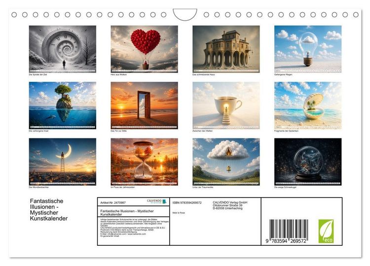Produktbild: Fantastische Illusionen - Mystischer Kunstkalender (Wandkalender 2027 DIN A4 quer), CALVENDO Monatskalender