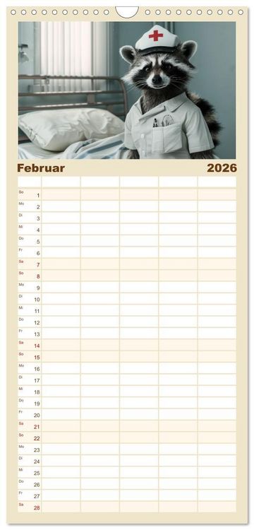 Produktbild: Familienplaner 2026 - Tierisch lustige Krankenpfleger mit 5 Spalten (Wandkalender, 21 x 45 cm) CALVENDO
