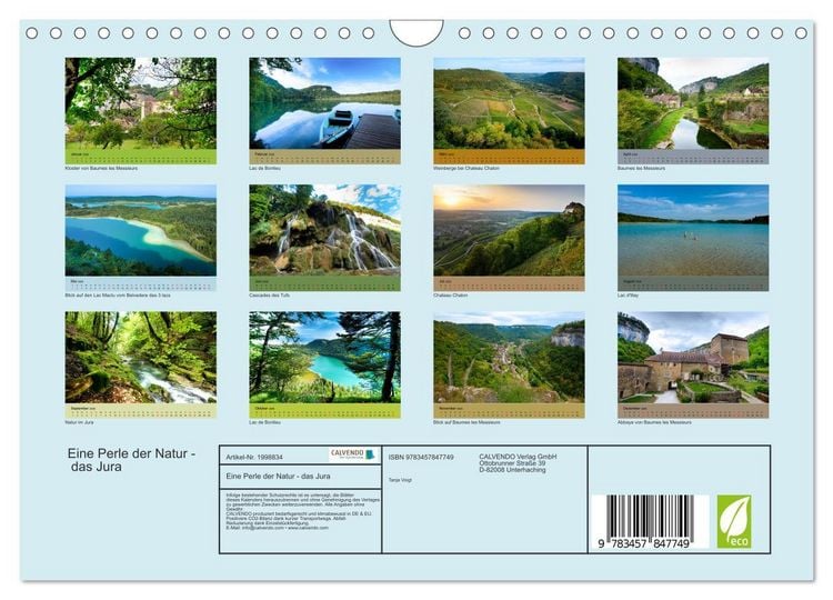 Produktbild: Eine Perle der Natur - das Jura (Wandkalender 2026 DIN A4 quer), CALVENDO Monatskalender