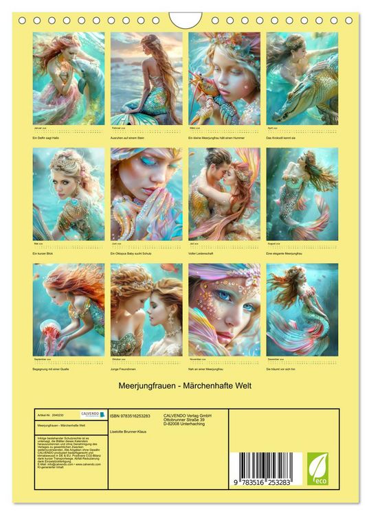 Produktbild: Meerjungfrauen - M&auml;rchenhafte Welt (Wandkalender 2026 DIN A4 hoch), CALVENDO Monatskalender
