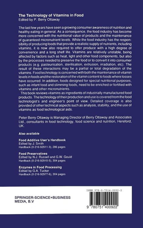 Produktbild: The Technology of Vitamins in Food (C&h)