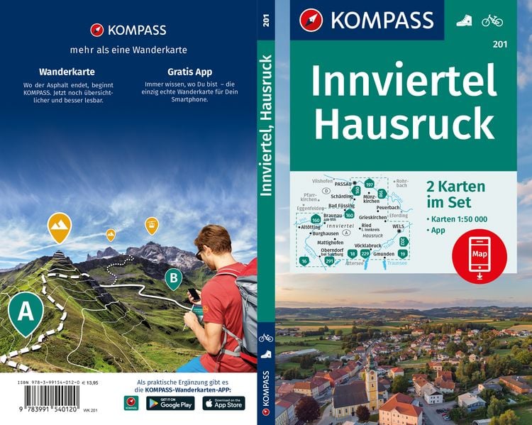 Produktbild: KOMPASS Wanderkarten-Set 201 Innviertel, Hausruck (2 Karten) 1:50.000