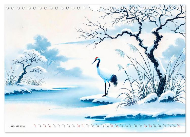Produktbild: Federleicht - Vogelwelt im Stile asiatischer Tuschmalerei (Wandkalender 2026 DIN A4 quer), CALVENDO Monatskalender
