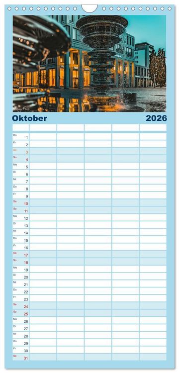 Produktbild: Familienplaner 2026 - Chemnitz zur blauen Stunde mit 5 Spalten (Wandkalender, 21 x 45 cm) CALVENDO
