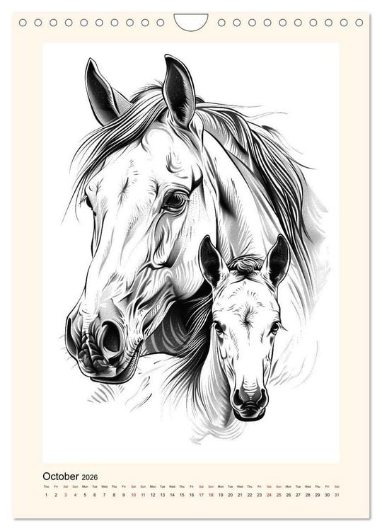 Produktbild: Sketchy Power Horses (Wall Calendar 2026 DIN A4 portrait), CALVENDO 12 Month Wall Calendar