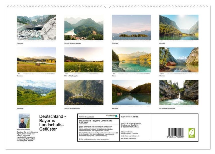 Produktbild: Deutschland - Bayerns Landschafts-Gefl&uuml;ster (hochwertiger Premium Wandkalender 2027 DIN A2 quer), Kunstdruck in Hochglanz