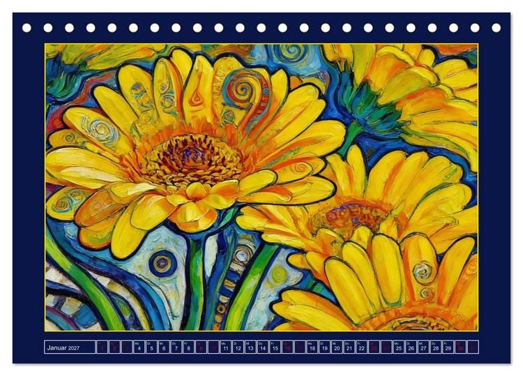 Produktbild: Bl&uuml;ten im verspielten Jugendstil (Tischkalender 2027 DIN A5 quer), CALVENDO Monatskalender