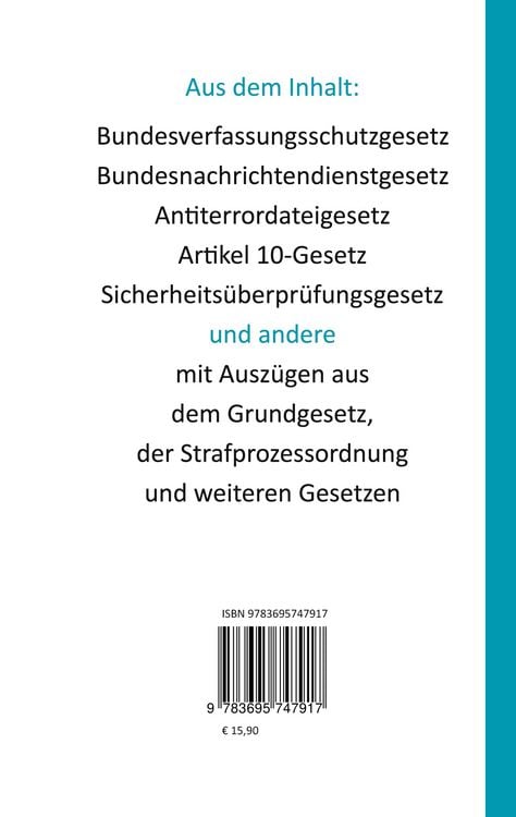 Produktbild: Nachrichtendienstgesetze des Bundes
