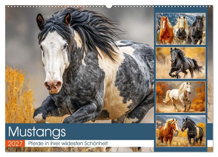 Produktbild: Mustangs. Pferde in ihrer wildesten Sch&ouml;nheit (Wandkalender 2027 DIN A2 quer), CALVENDO Monatskalender