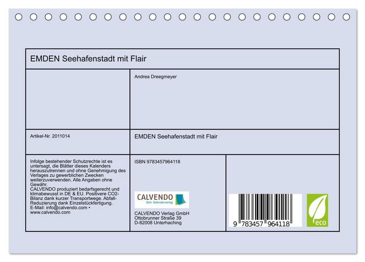 Produktbild: EMDEN Seehafenstadt mit Flair (Tischkalender 2026 DIN A5 quer), CALVENDO Monatskalender