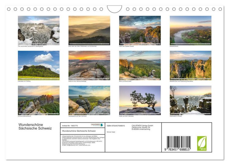 Produktbild: Wundersch&ouml;ne S&auml;chsische Schweiz (Wandkalender 2026 DIN A4 quer), CALVENDO Monatskalender