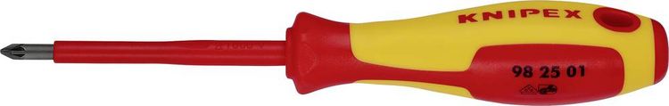 Produktbild: Knipex Knipex-Werk 98 25 01 VDE Kreuzschlitz-Schraubendreher PZ 1 Klingenl&auml;nge: 80 mm DIN EN 60900