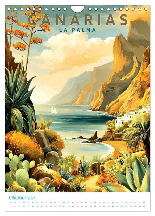 Produktbild: Kanarische Inseln - Old School Poster Style (Wandkalender 2027 DIN A4 hoch), CALVENDO Monatskalender