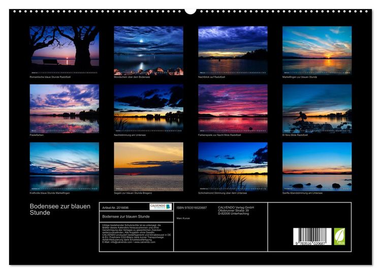 Produktbild: Bodensee zur blauen Stunde (hochwertiger Premium Wandkalender 2026 DIN A2 quer), Kunstdruck in Hochglanz