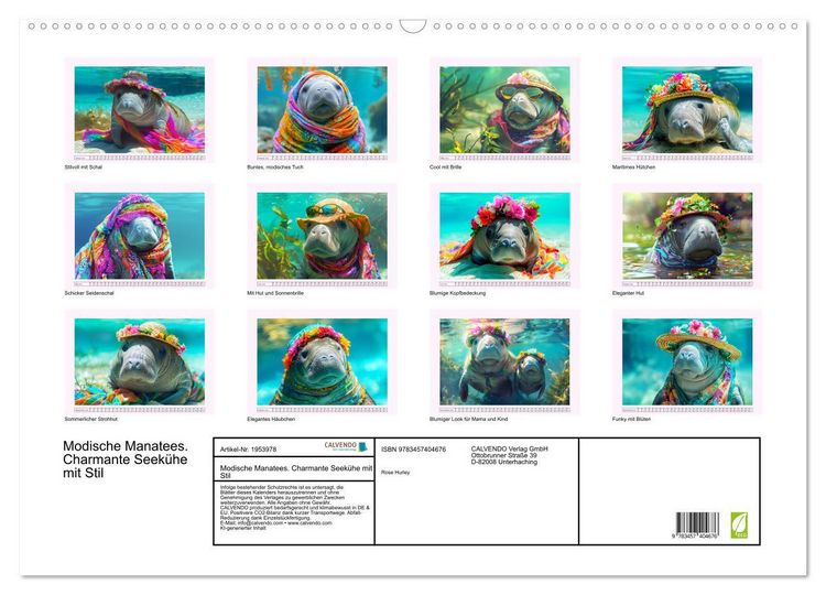 Produktbild: Modische Manatees. Charmante Seek&uuml;he mit Stil (Wandkalender 2026 DIN A2 quer), CALVENDO Monatskalender