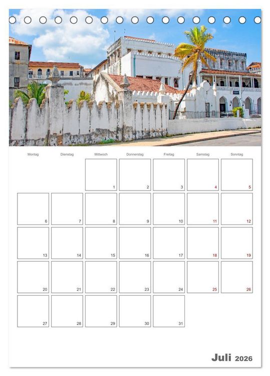 Produktbild: Sansibar - Reiseplaner (Tischkalender 2026 DIN A5 hoch), CALVENDO Monatskalender