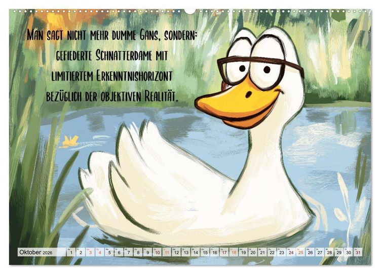 Produktbild: Gans coole Spr&uuml;che (hochwertiger Premium Wandkalender 2026 DIN A2 quer), Kunstdruck in Hochglanz