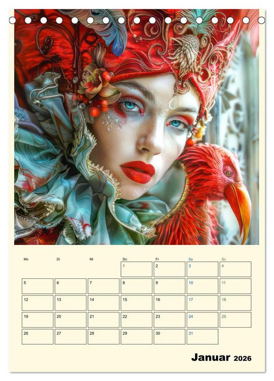 Produktbild: Surreale Frauenportraits im venezianischen Stil - Planer (Tischkalender 2026 DIN A5 hoch), CALVENDO Monatskalender