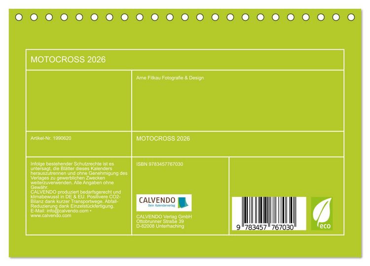 Produktbild: MOTOCROSS 2026 (Tischkalender 2026 DIN A5 quer), CALVENDO Monatskalender