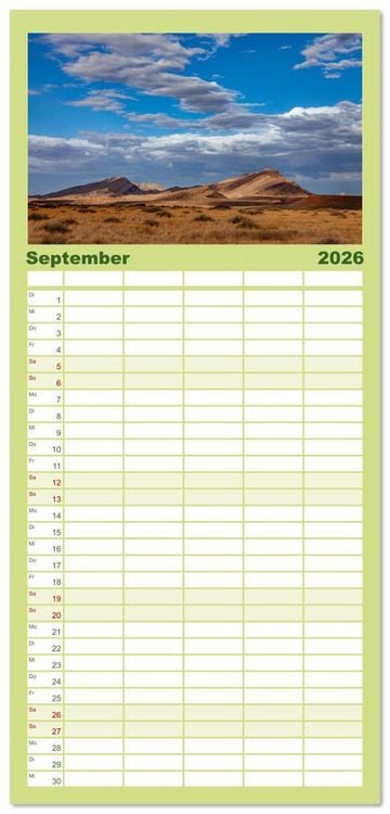 Produktbild: Familienplaner 2026 - Afrika - Namibia mit 5 Spalten (Wandkalender, 21 x 45 cm) CALVENDO