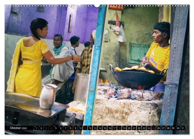 Produktbild: INDIEN Menschen Farben Impressionen (Wandkalender 2026 DIN A2 quer), CALVENDO Monatskalender