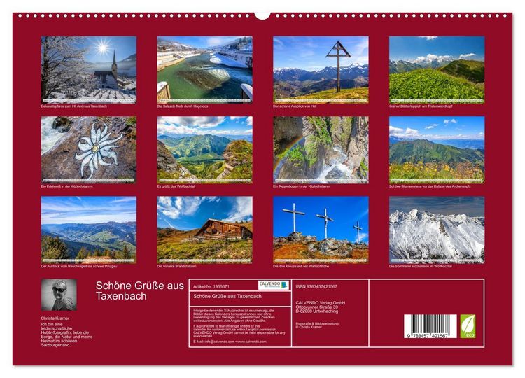 Produktbild: Sch&ouml;ne Gr&uuml;&szlig;e aus Taxenbach (hochwertiger Premium Wandkalender 2026 DIN A2 quer), Kunstdruck in Hochglanz