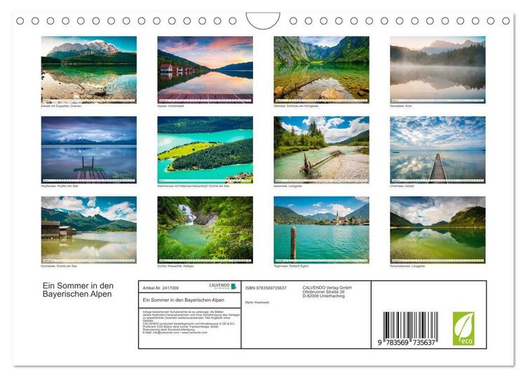 Produktbild: Ein Sommer in den Bayerischen Alpen (Wandkalender 2027 DIN A4 quer), CALVENDO Monatskalender