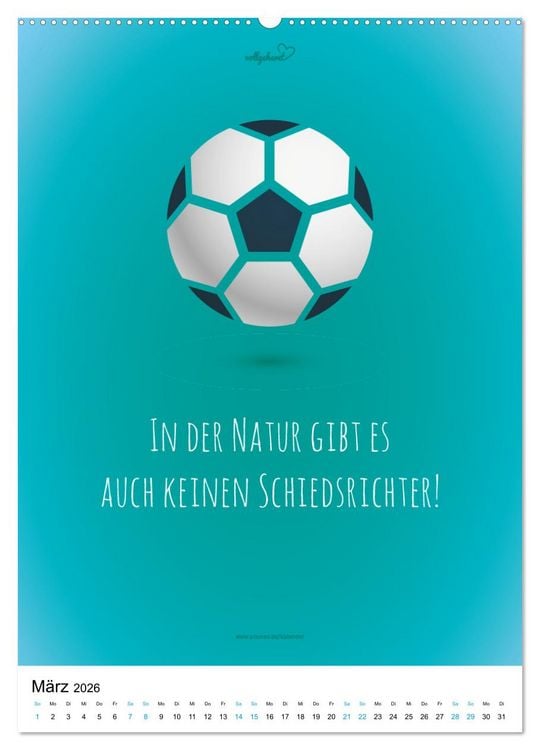 Produktbild: vollgeherzt: Der lustige Zitate-Wandkalender f&uuml;r Fu&szlig;ballfans und Sportbegeisterte! (Wandkalender 2026 DIN A2 hoch), CALVENDO Monatskalender