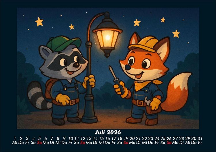 Produktbild: Rocco & Finn - Auf dem Weg zum Elektriker 2026 Fotokalender DIN A5