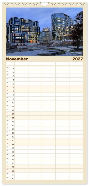 Produktbild: Familienplaner 2027 - Hamburg mit 5 Spalten (Wandkalender, 21 x 45 cm) CALVENDO