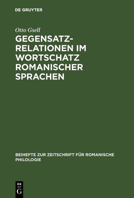 Produktbild: Gegensatzrelationen im Wortschatz romanischer Sprachen