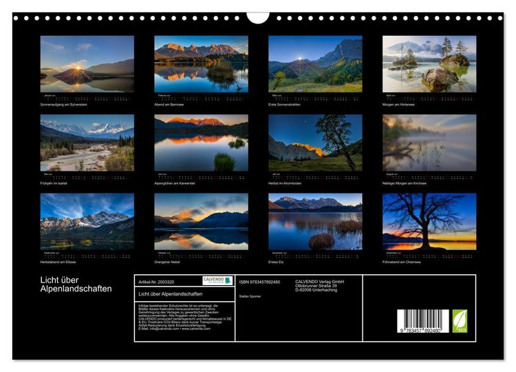 Produktbild: Licht &uuml;ber Alpenlandschaften (Wandkalender 2026 DIN A3 quer), CALVENDO Monatskalender