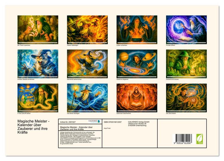 Produktbild: Magische Meister - Kalender &uuml;ber Zauberer und ihre Kr&auml;fte (hochwertiger Premium Wandkalender 2026 DIN A2 quer), Kunstdruck in Hochglanz