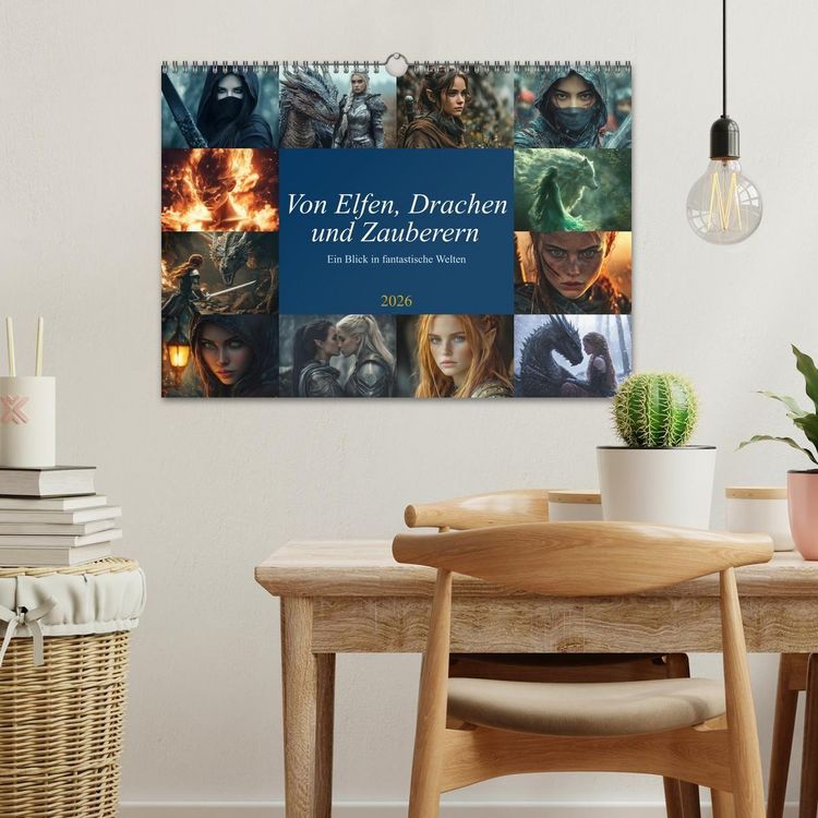 Produktbild: Von Elfen, Drachen und Zauberern - Ein Blick in fantastische Welten (Wandkalender 2026 DIN A3 quer), CALVENDO Monatskalender