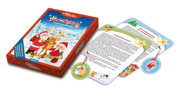 Produktbild: TR&Ouml;TSCH &ndash; Adventskalender "Unser Sandm&auml;nnchen" | Weihnachtskalender mit 24 Geschichten-Karten zum Vorlesen, 24 Schaumstickern & Wendeposter