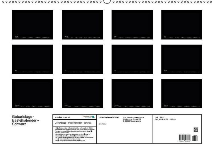 Produktbild: Geburtstags - Bastelkalender - Schwarz (Wandkalender immerw&auml;hrend DIN A2 quer)